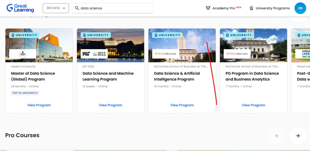 Great Learning Data Science curriculum dashboard